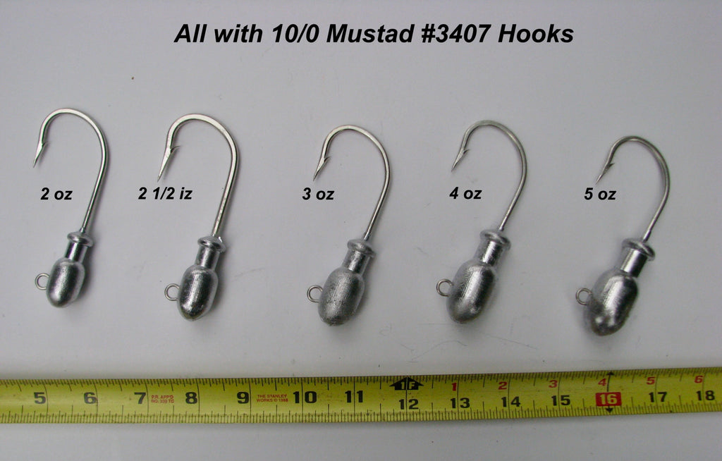 Jetty Caster style jig heads with 2 sizes of BIG hooks!
