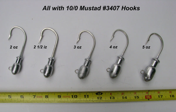 Jetty Caster style jig heads with 2 sizes of BIG hooks!