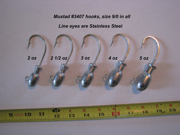 Jetty Caster style jig heads with 2 sizes of BIG hooks!